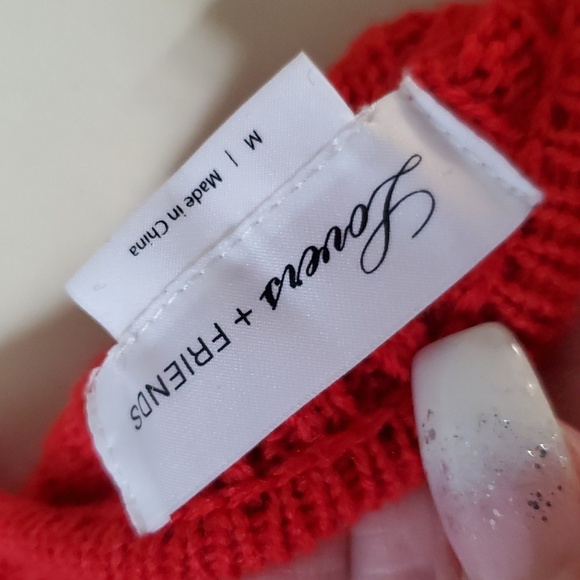 New Lovers+Friends Christmas Red Crop Sweater sz M long sleeve top Hot - Picture 7 of 7